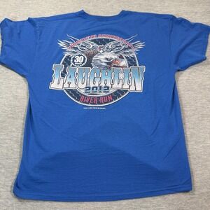 Laughlin River Run 2012 T-Shirt Mens 2XL Blue Graphic Short Sleeve Biker Eagle